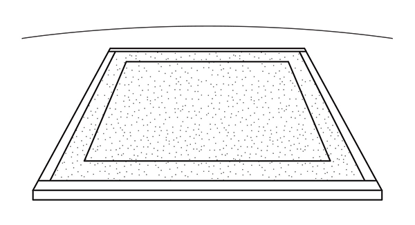 Surface de gravier avec caisson de bois